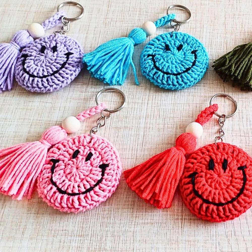 How To Crochet Colorful Smiley Face Keychains With A 3mm Hook