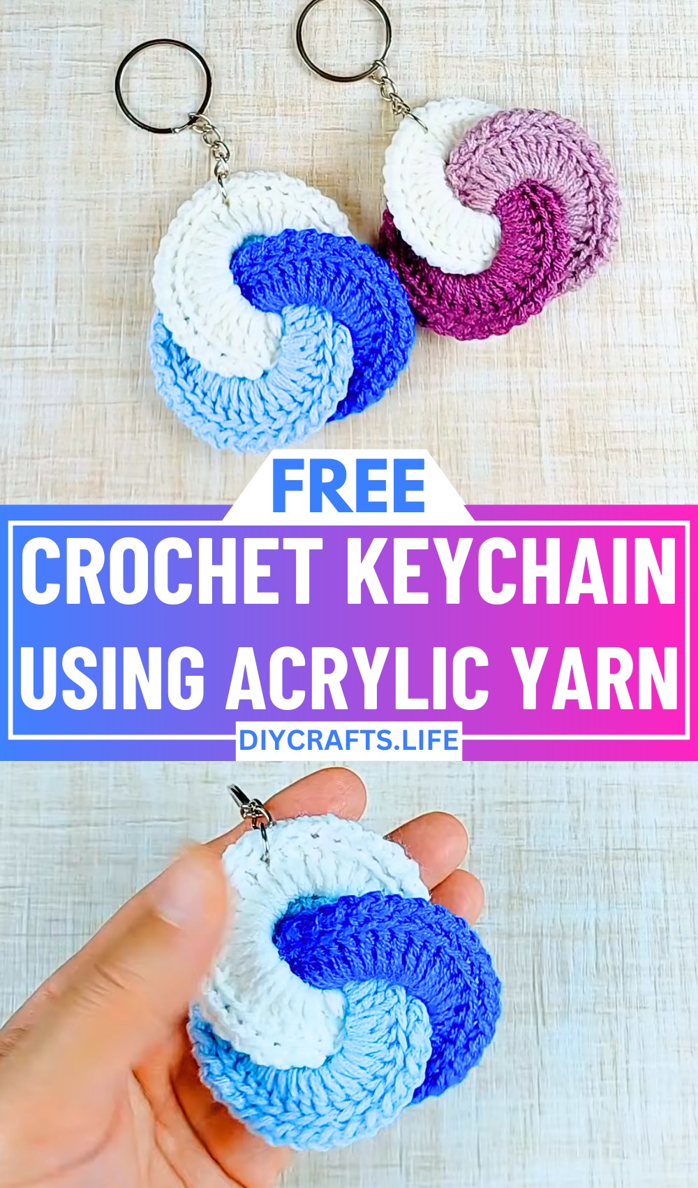 How To Crochet Keychain Using Acrylic Yarn And Simple Stitches