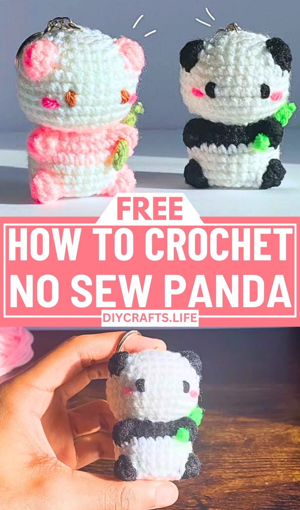 How to Crochet a No Sew Panda with Easy Keychain Setup