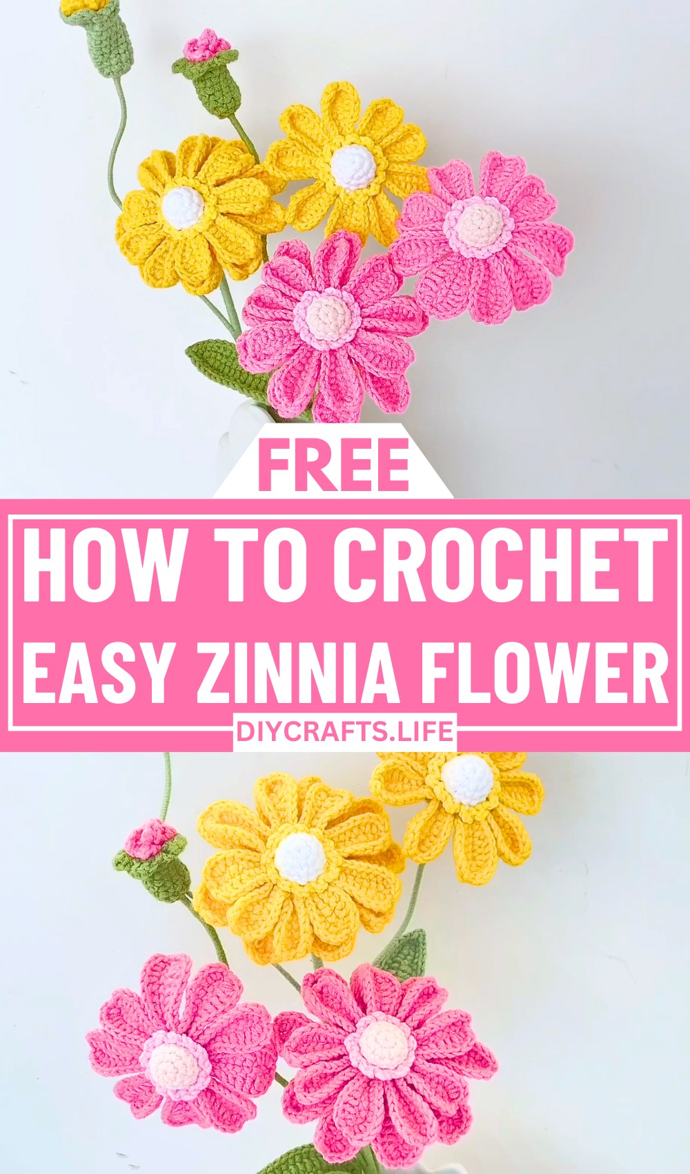 Layered Crochet Zinnia Flower with Realistic Petal Design