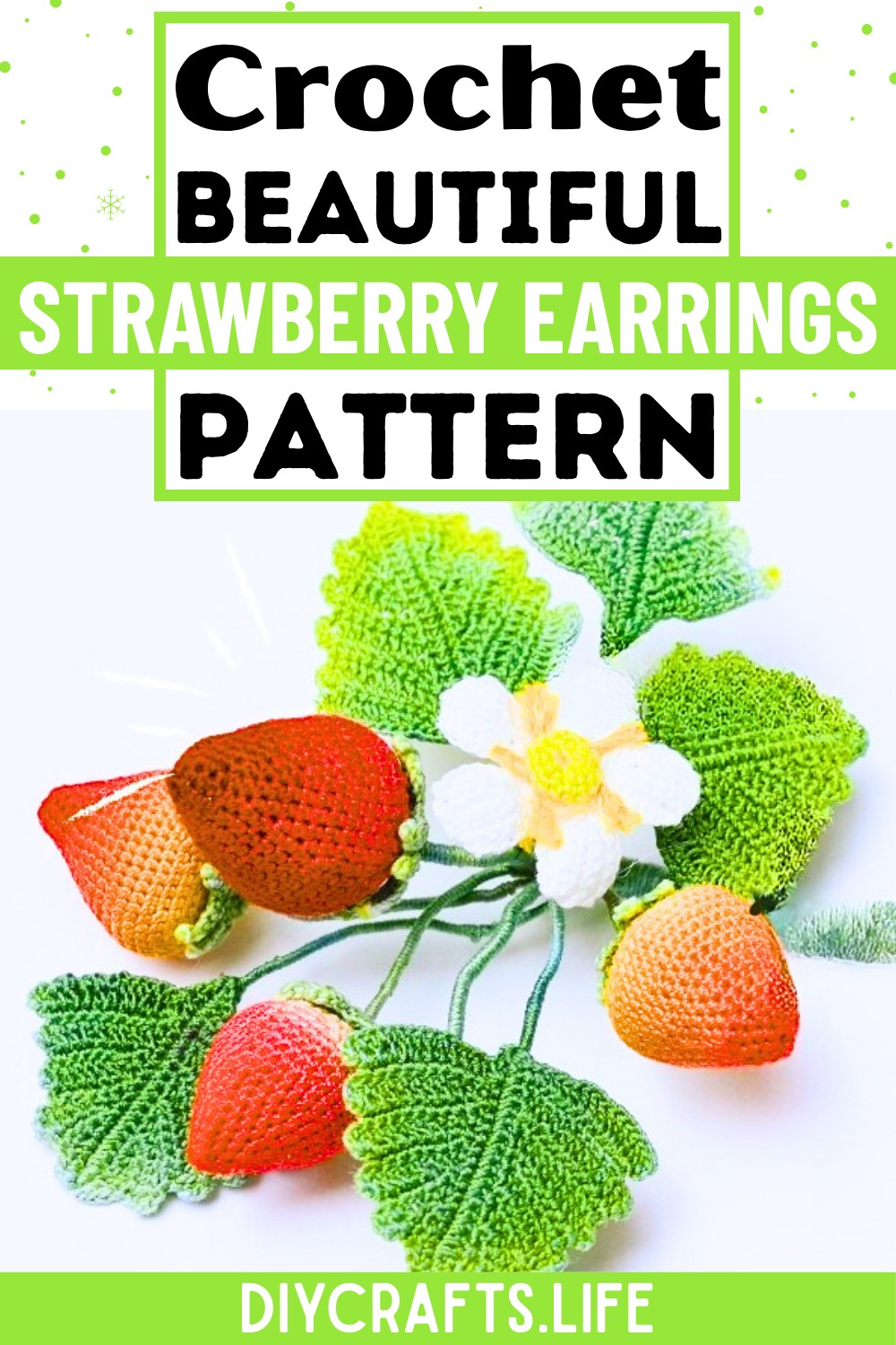Mini Crochet Strawberry Earrings for Handmade Jewelry