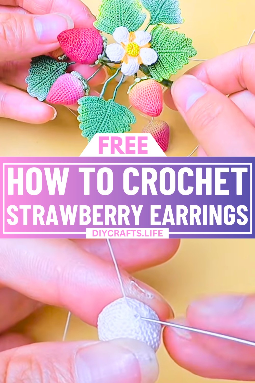 Mini Crochet Strawberry Earrings for Handmade Jewelry