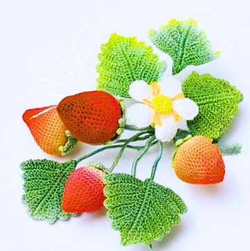 Mini Crochet Strawberry Earrings for Handmade Jewelry