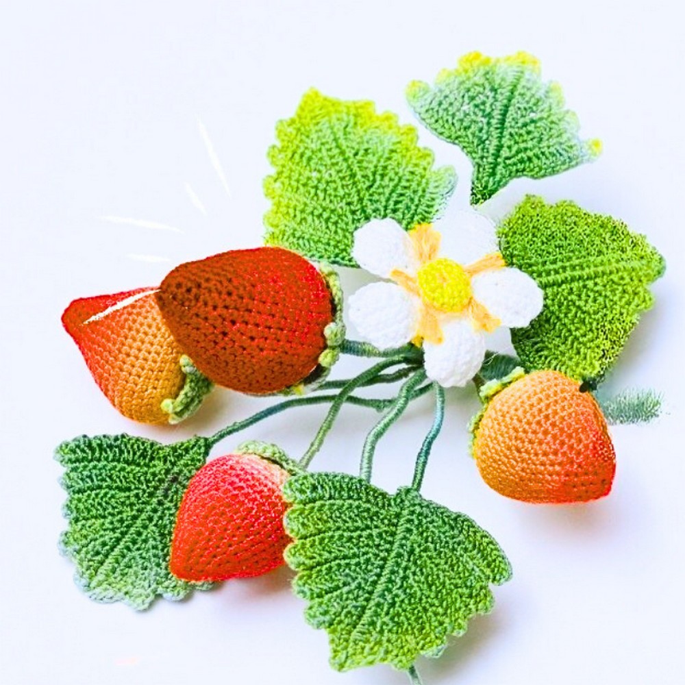 Mini Crochet Strawberry Earrings for Handmade Jewelry