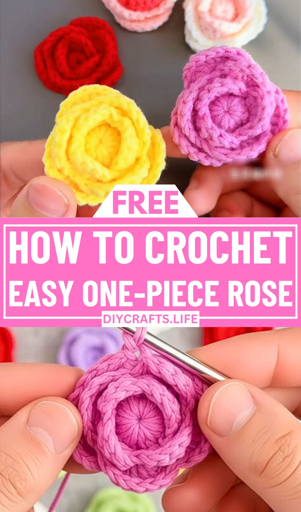 One-Piece Crochet Rose – Elegant Layered Design