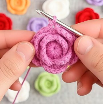 One-Piece Crochet Rose – Elegant Layered Design