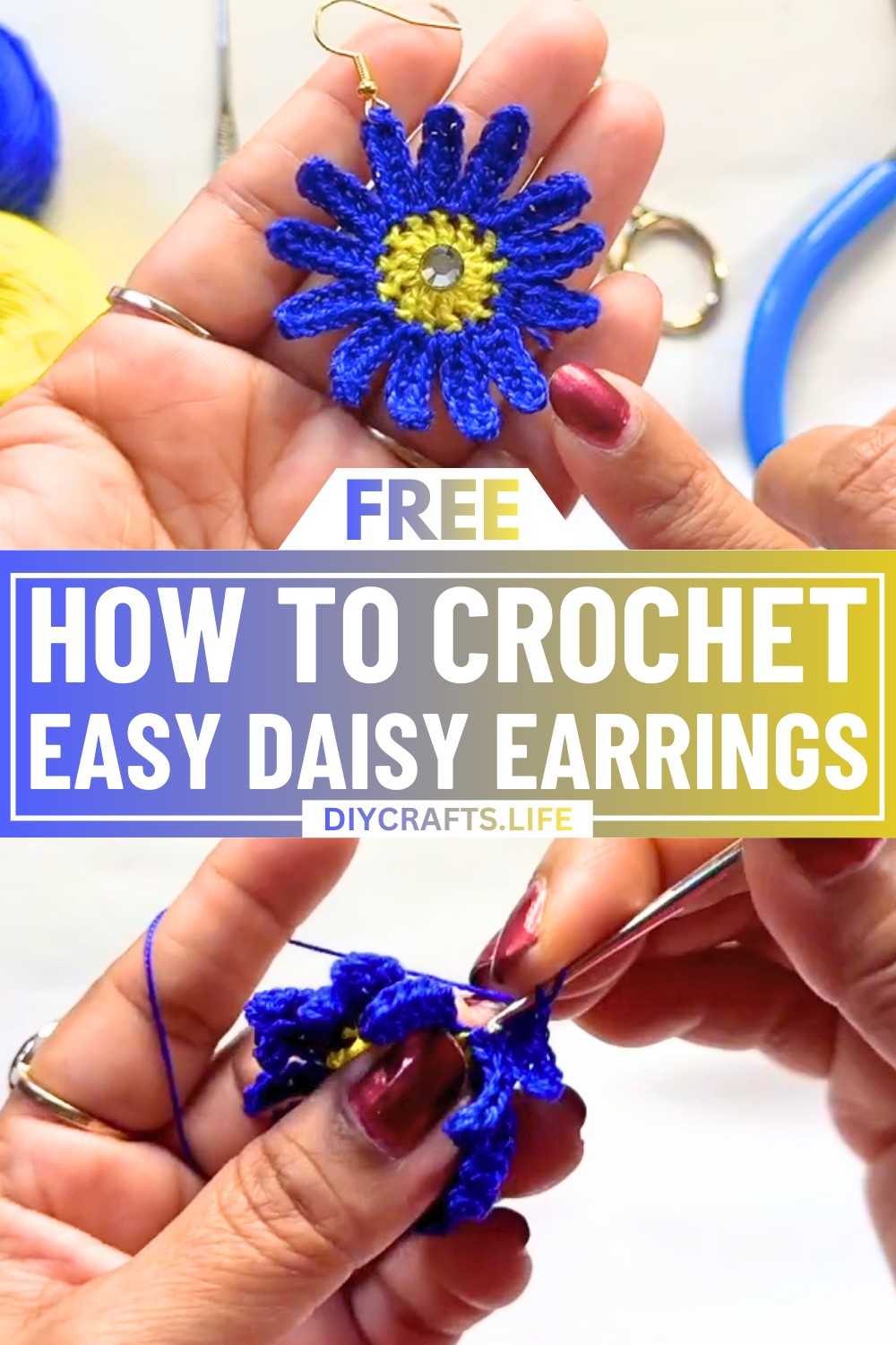 Crochet Daisy Earrings - Handmade Floral Accessory