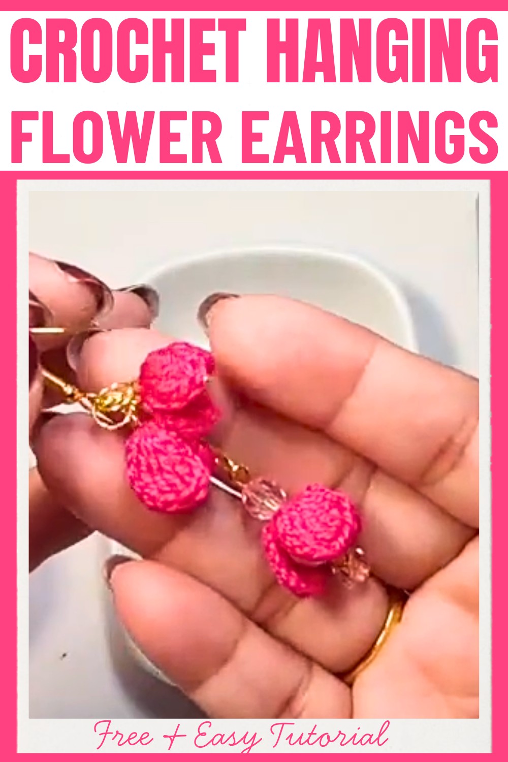 Crochet Hanging Flower Earrings – Elegant Handmade Style