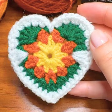 Crochet Heart-Shaped Granny Square for Valentine’s Day