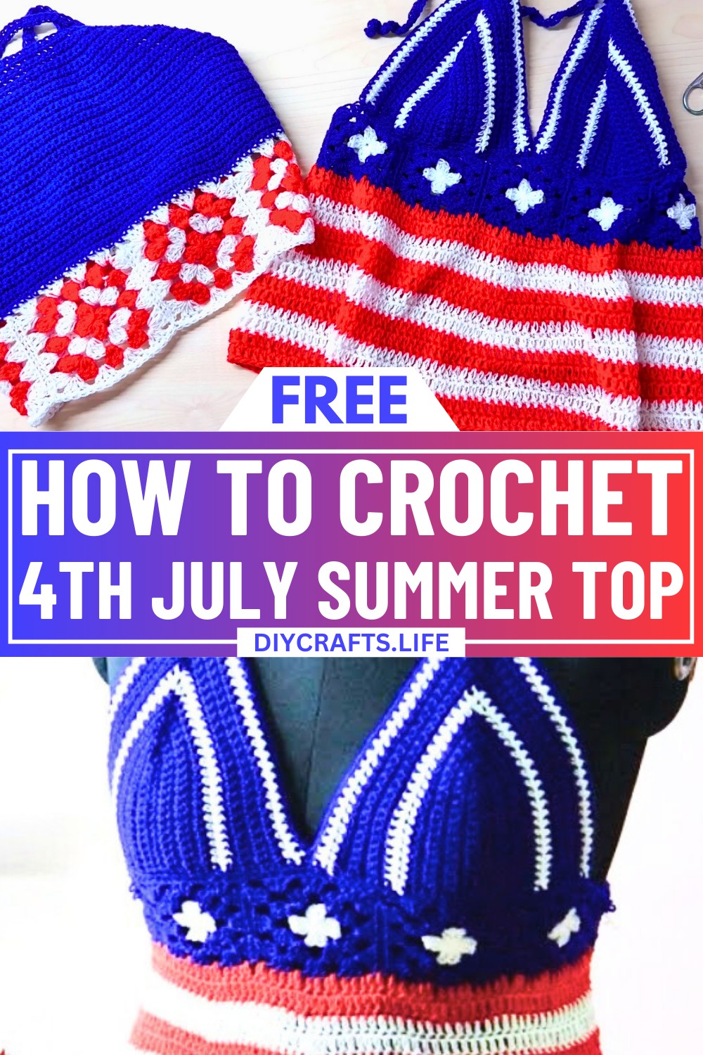 Handmade 4th of July Crochet Summer Top – Light & Stylish