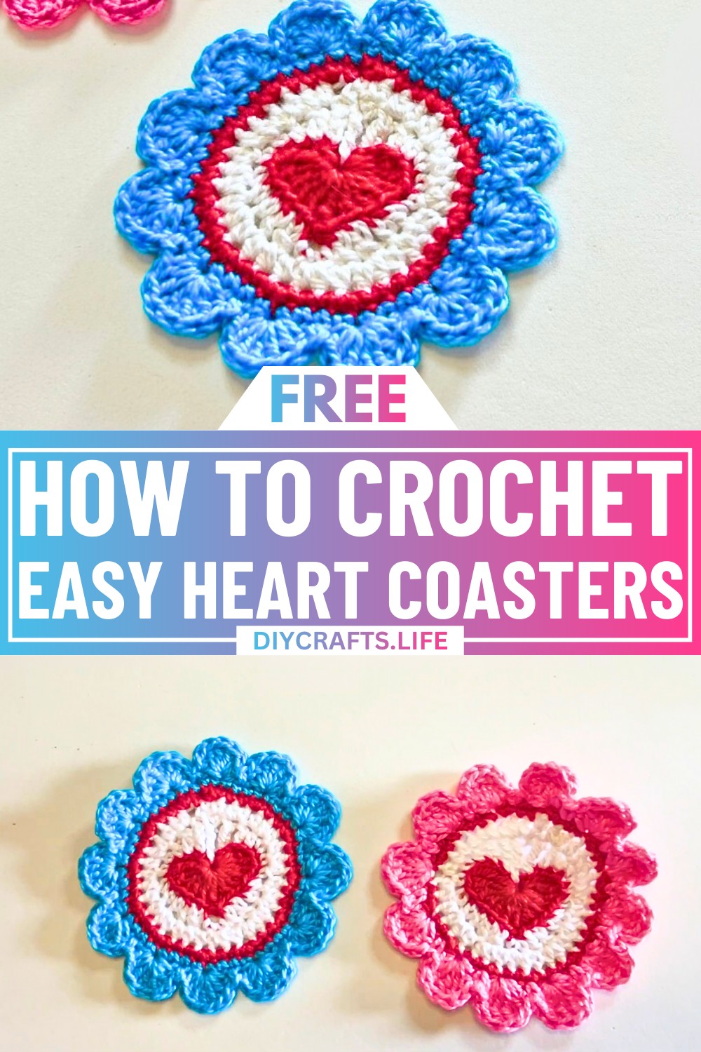Handmade Crochet Heart Coasters – Perfect Valentine Décor