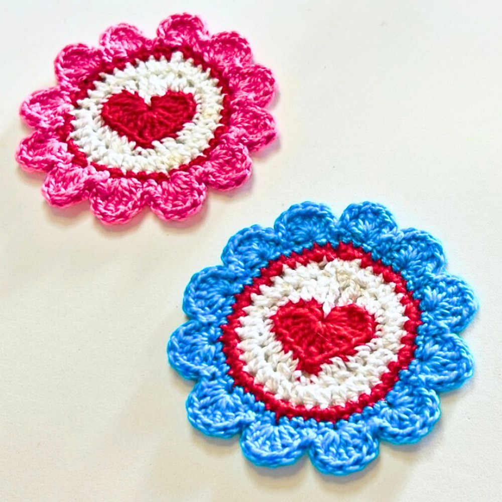 Handmade Crochet Heart Coasters – Perfect Valentine Décor
