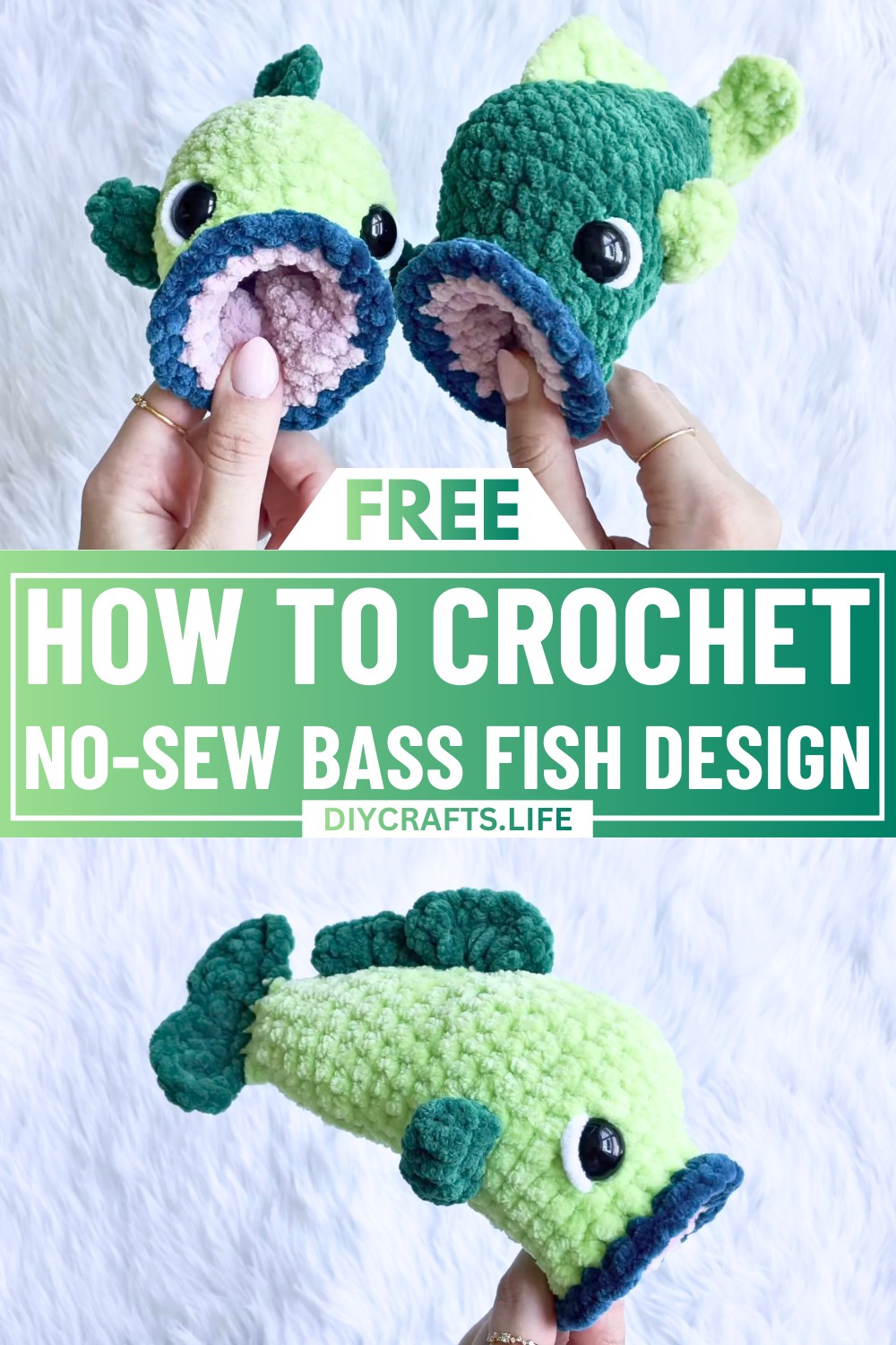 No-Sew Crochet Bass Fish Design - Fun & Easy Pattern