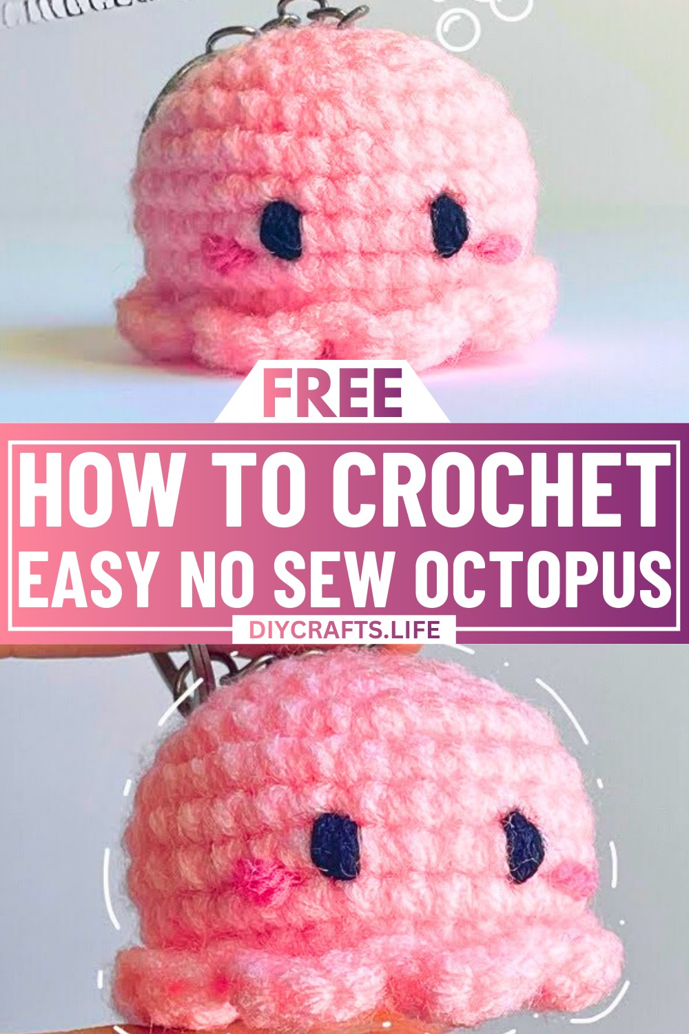 No Sew Crochet Octopus Keychain – Fun Beginner Pattern!