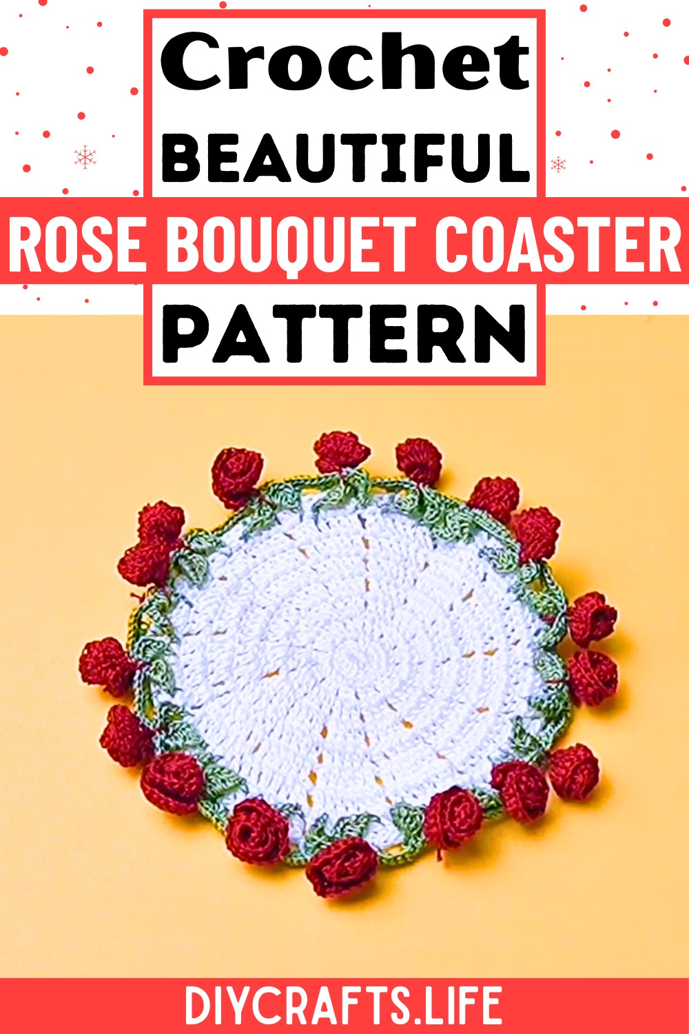 Radiant Crochet Rose Bouquet Coaster Design