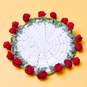 Radiant Crochet Rose Bouquet Coaster Design