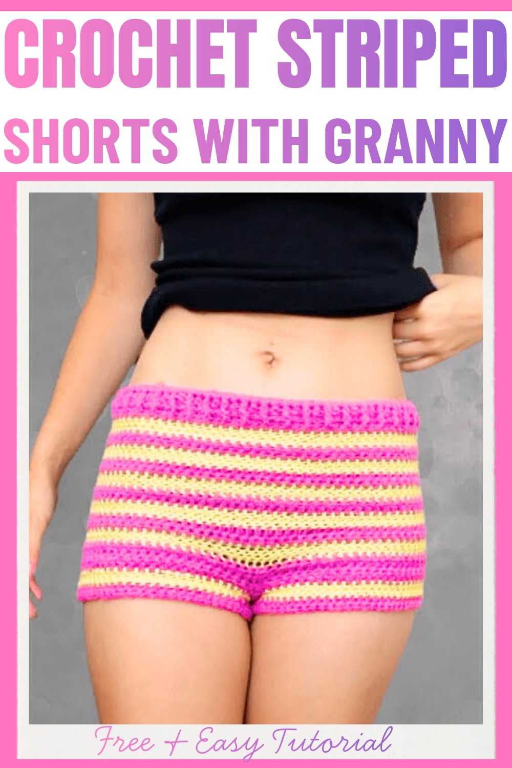 Striped Crochet Shorts with Granny Square - Vibrant Summer Style