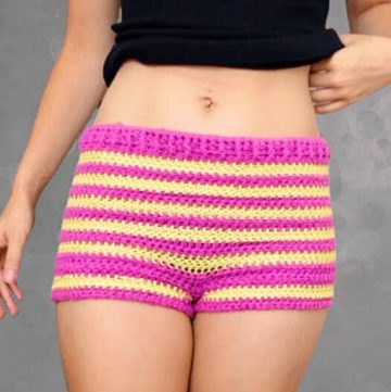 Striped Crochet Shorts with Granny Square - Vibrant Summer Style