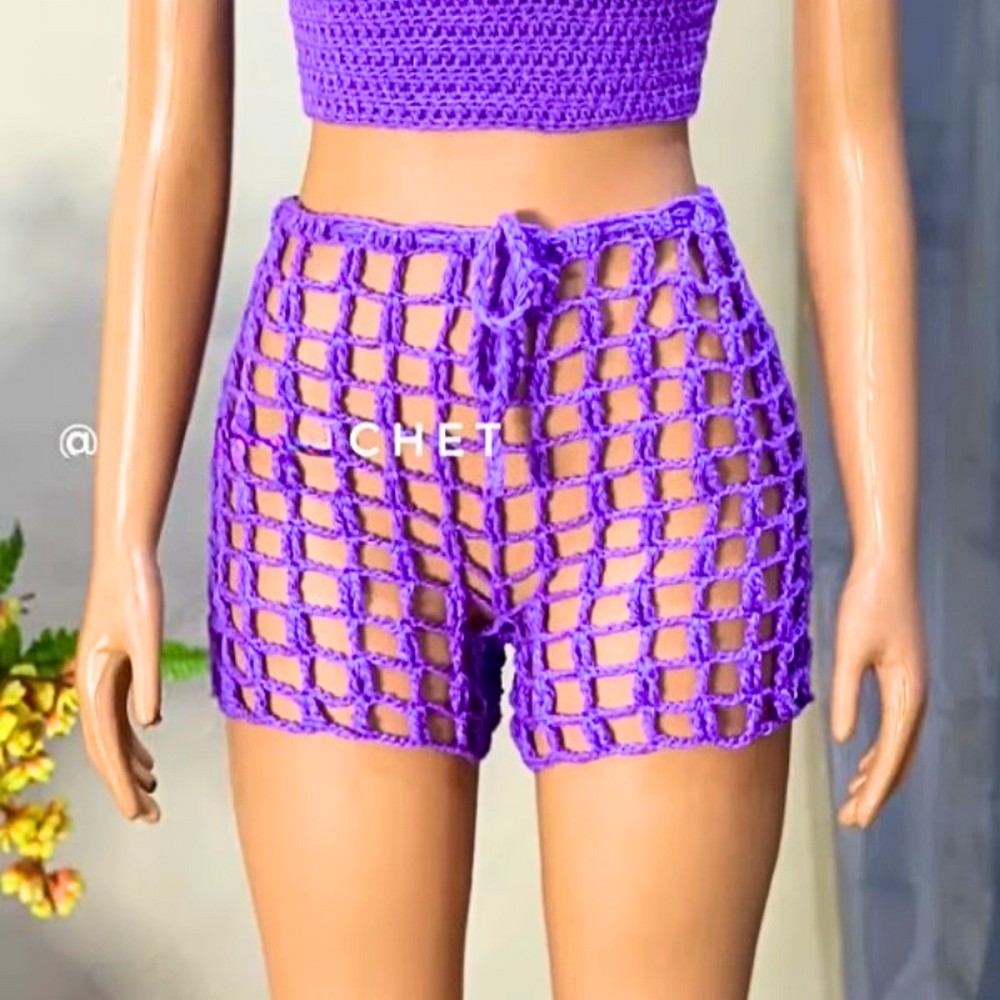 Stylish Crochet Mesh Layered Shorts Pattern