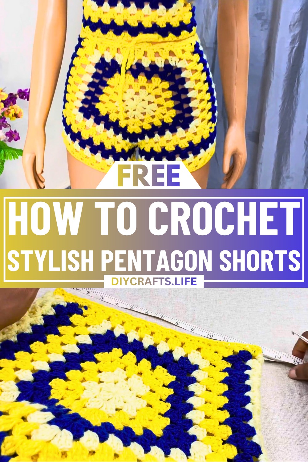 Stylish Crochet Pentagon Shorts – Modern & Comfortable Design