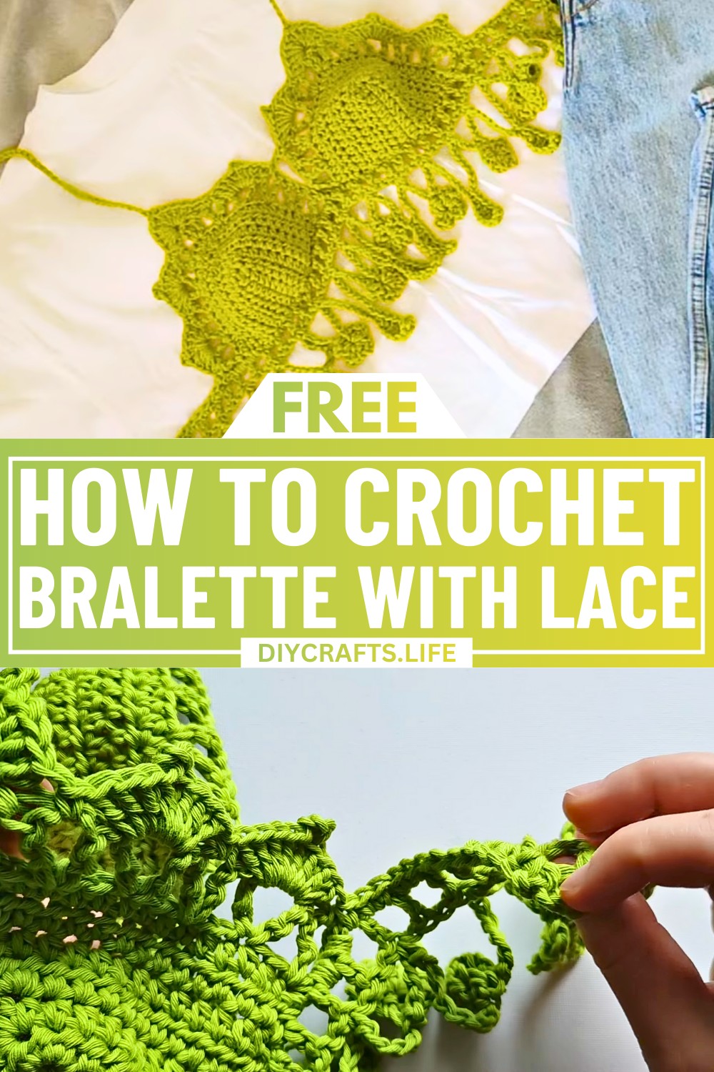 Summer Crochet Bralette with Lace Details - Stylish, Customizable Design