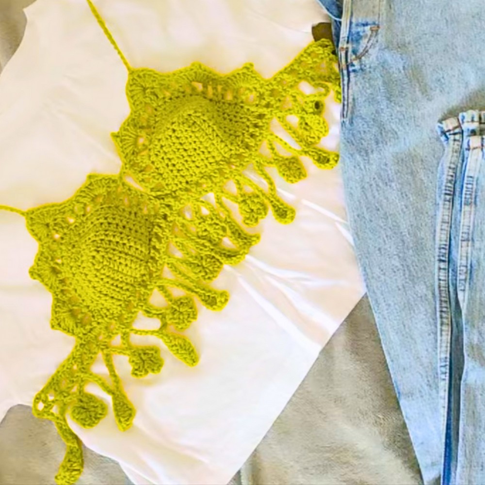 Summer Crochet Bralette with Lace Details - Stylish, Customizable Design