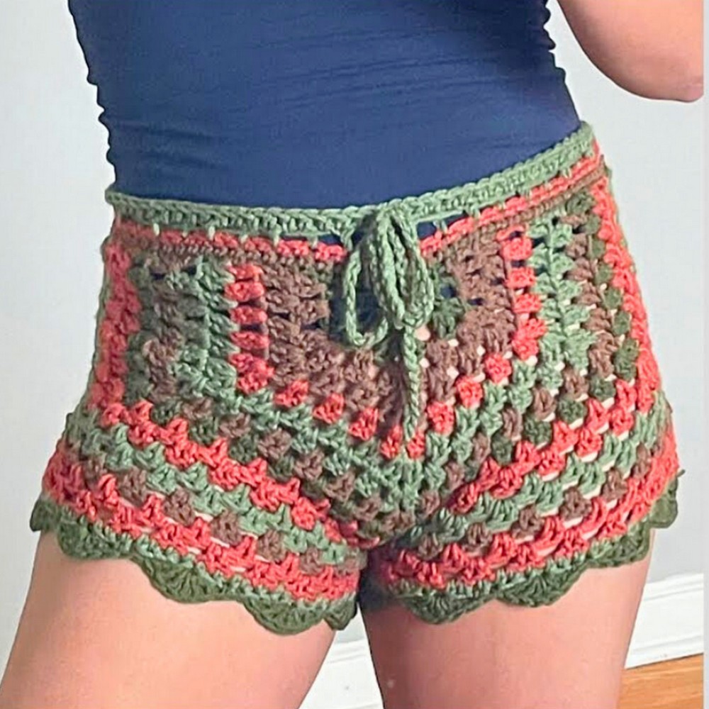 Vibrant Granny Square Crochet Shorts – Meets Handcrafted Charm