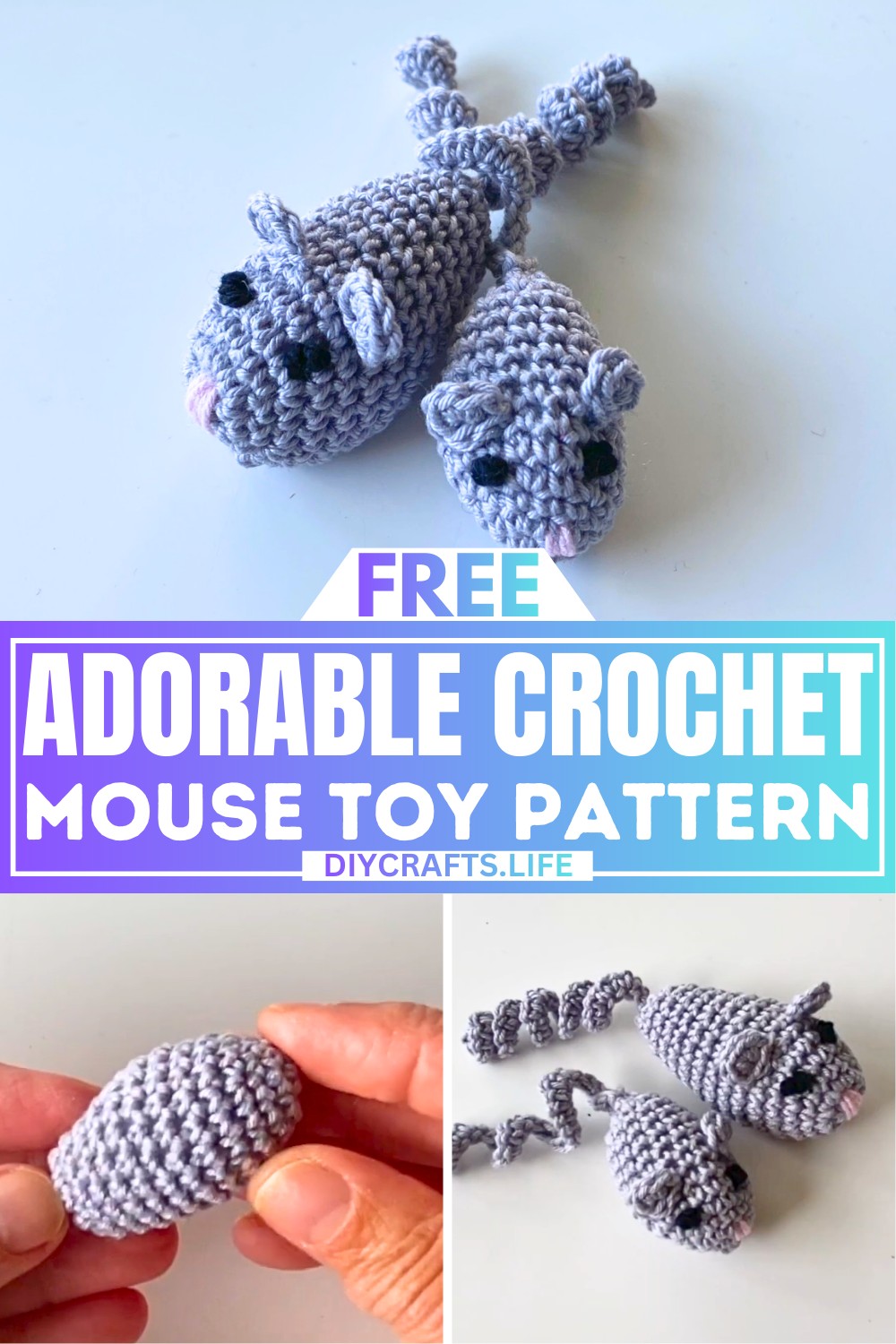 Adorable Crochet Mouse Toy for Your Cat's Playtime Fun