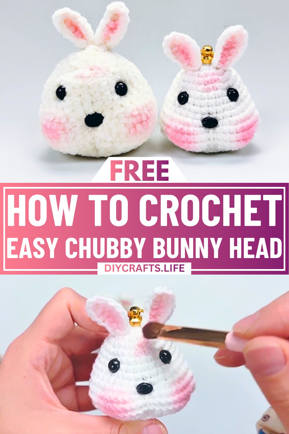 Chubby Bunny Head Keychain