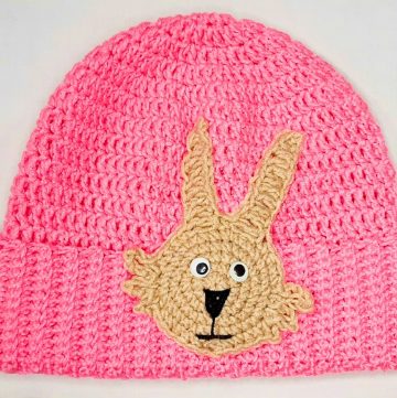 Crochet Hat with a Twist and Bunny Applique Pattern