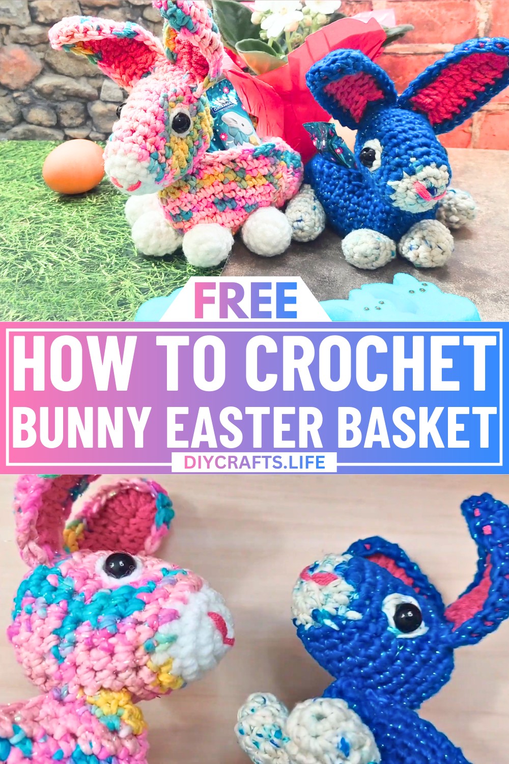 Crochet Mini Bunny Easter Basket Tutorial