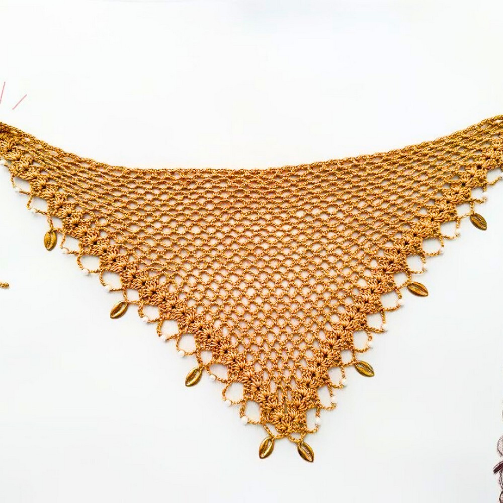 Easy Crochet Bandana Tutorial with Charms and Pearls