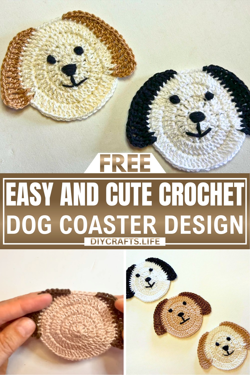Easy and Cute Crochet Dog Coaster Design