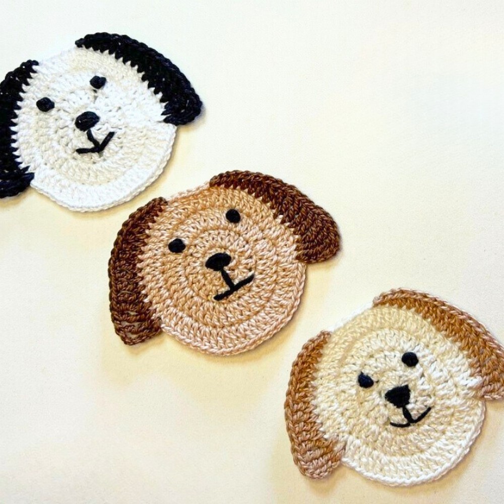 Easy and Cute Crochet Dog Coaster Design
