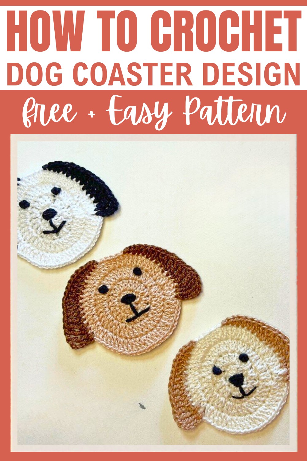 Easy and Cute Crochet Dog Coaster Design