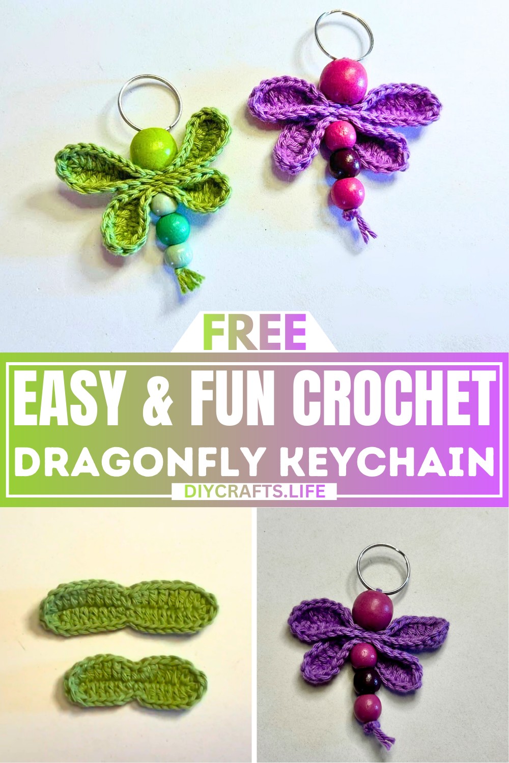 How to Crochet a Dragonfly Keychain - Easy and Fun