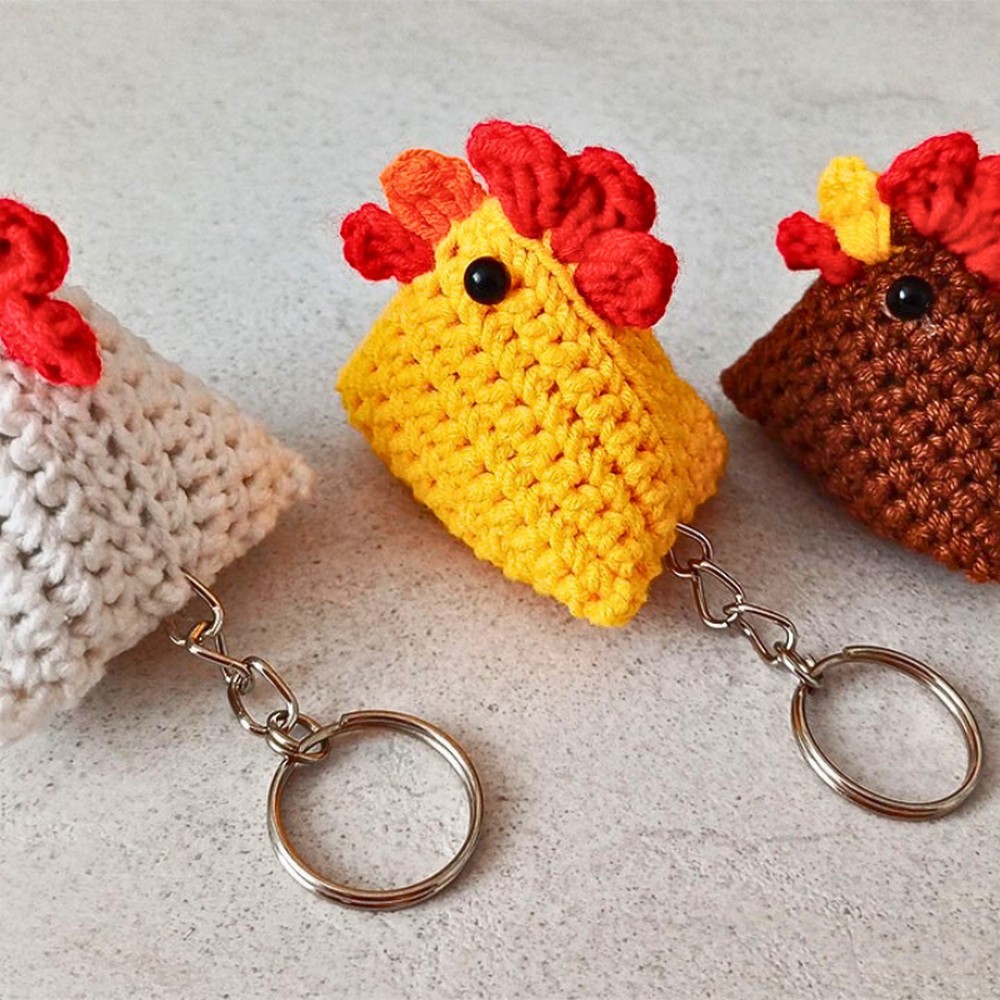 Crochet Chicken Keychains for Bags, Keys, and Everyday Accessories