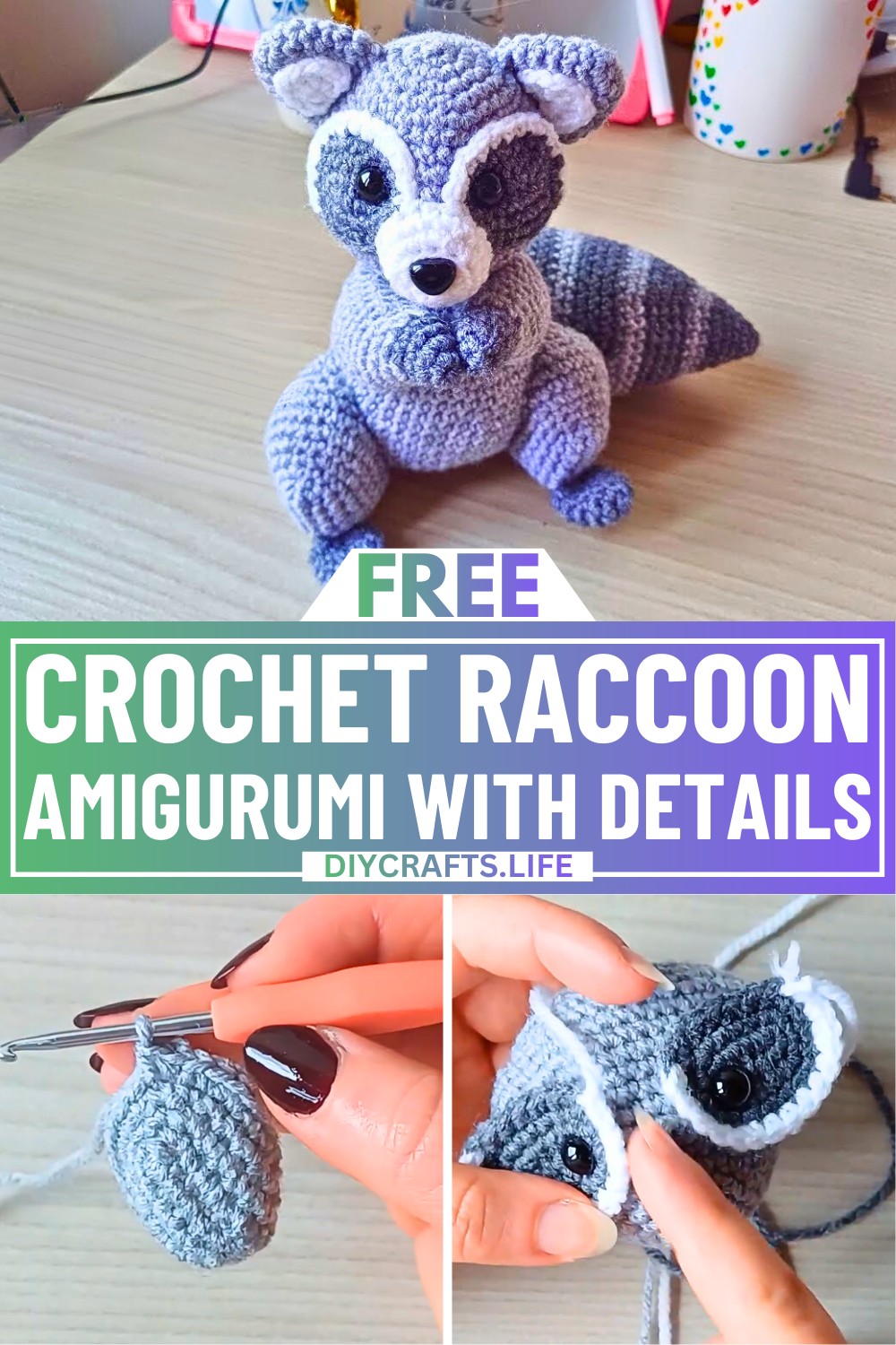 Crochet Raccoon Amigurumi Guide with Eye Patch Details