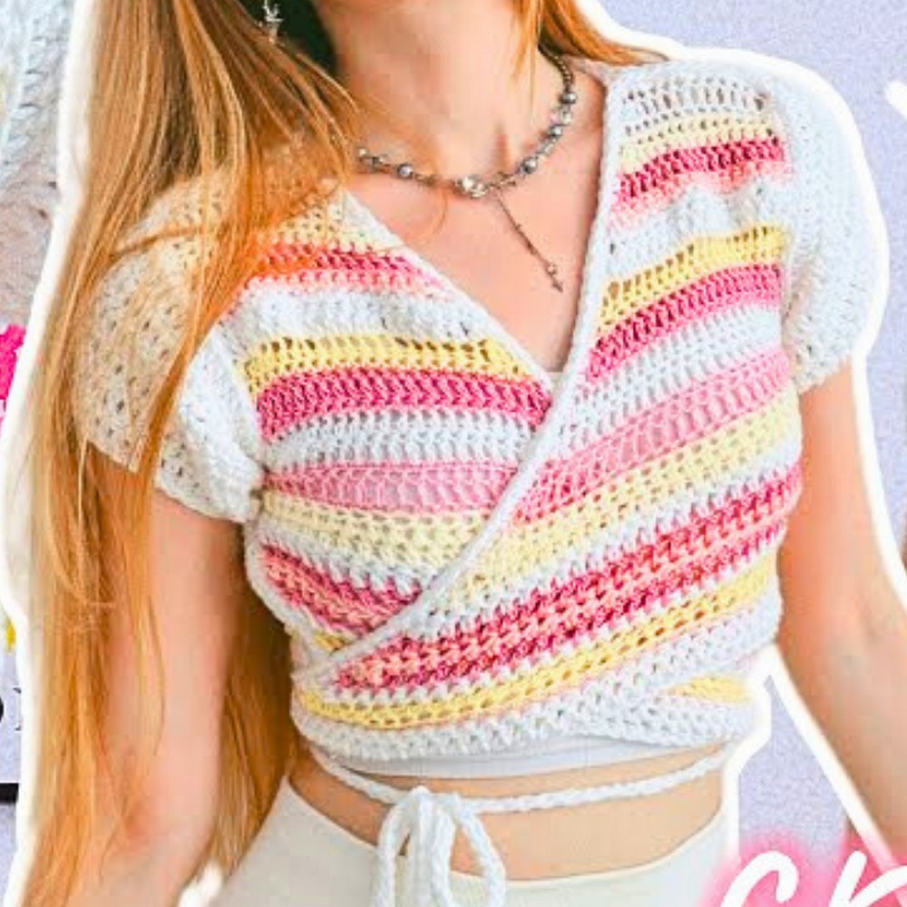 Easy Crochet Wrap Top with Leftover Yarn