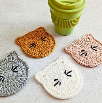 Free Crochet Cat Coasters Pattern for Pet Lovers