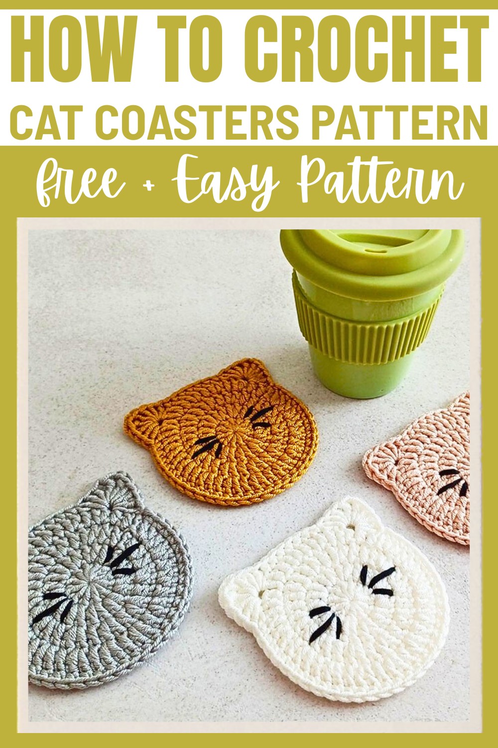 Free Crochet Cat Coasters Pattern for Pet Lovers