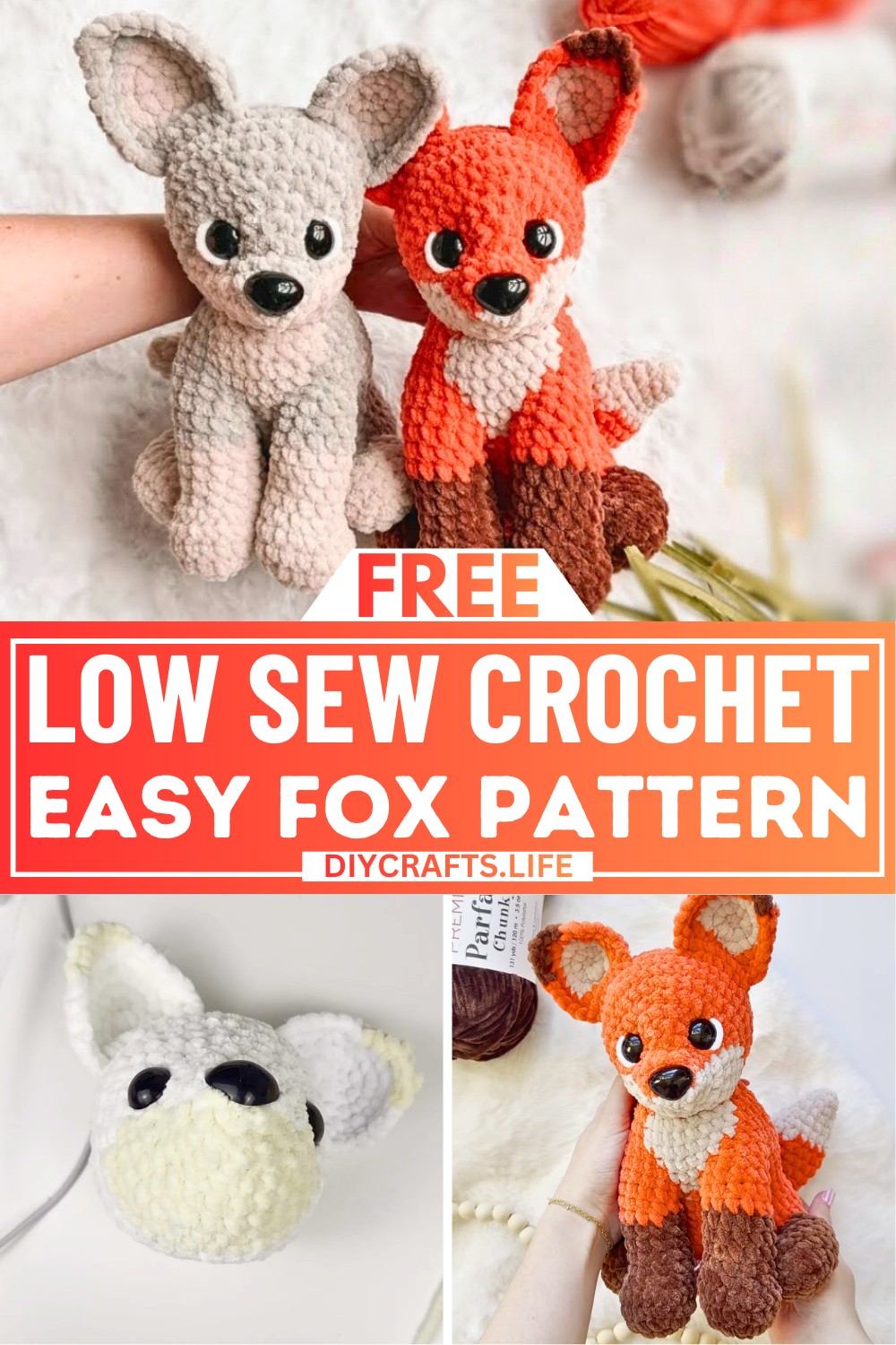 Low Sew Crochet Fox Pattern – Gift, Decor, or Toy