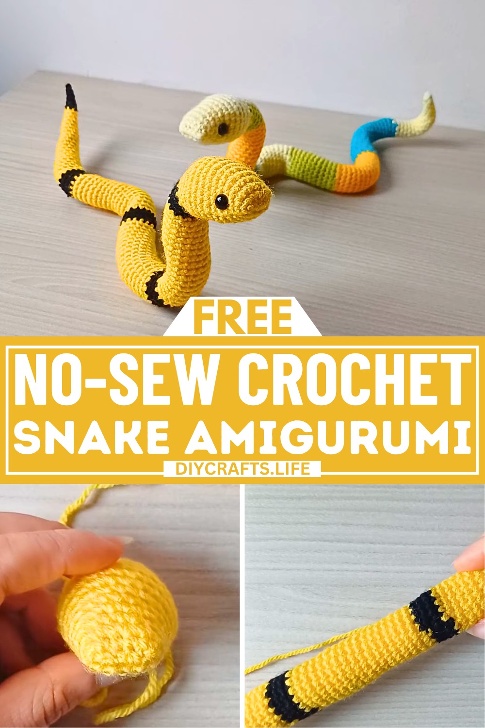 No-Sew Crochet Snake Amigurumi Pattern Free
