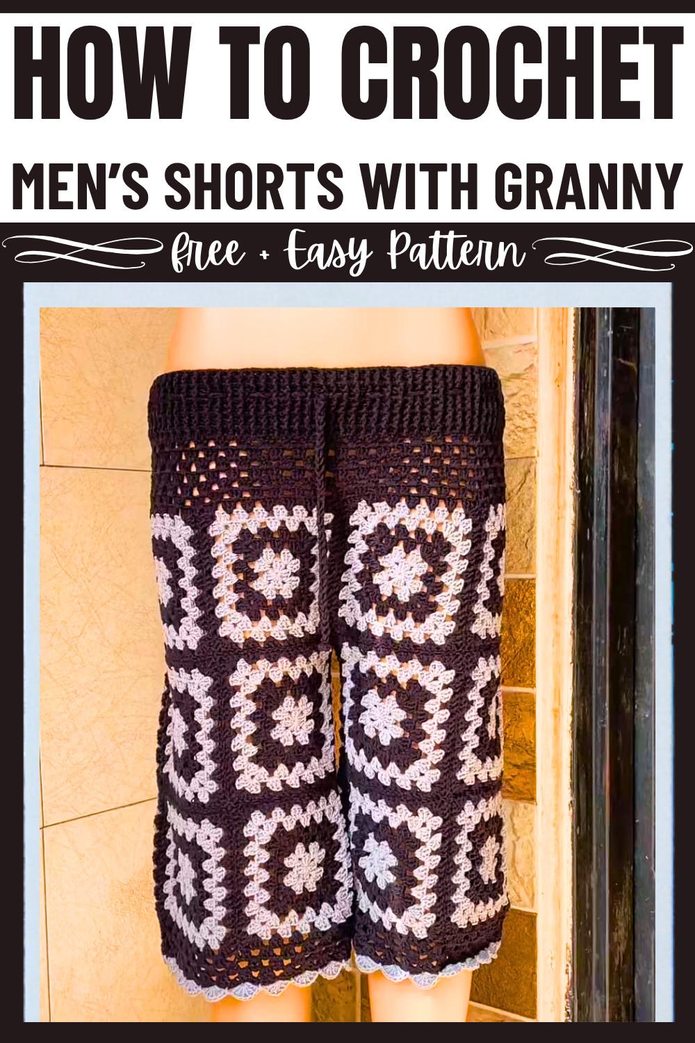 Comfortable Crochet Men’s Shorts with Granny Squares Pattern