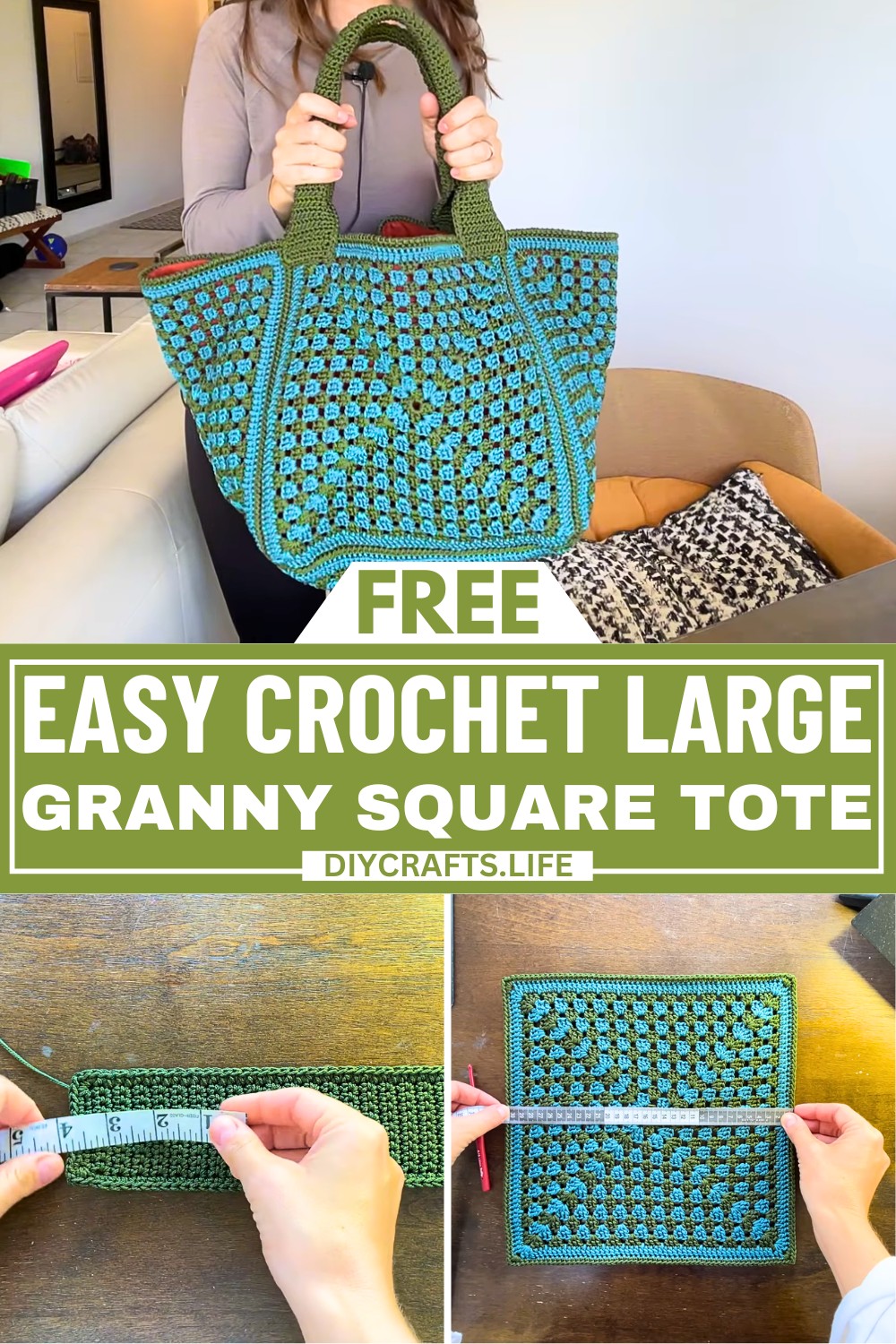 Crochet A Large Granny Square Tote