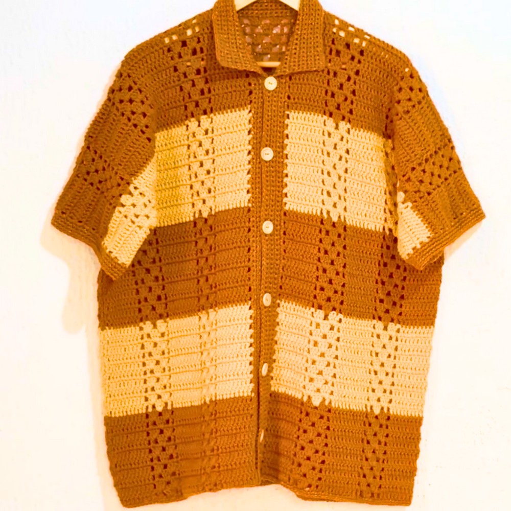 Crochet Button Down Shirt With Elegant Pattern