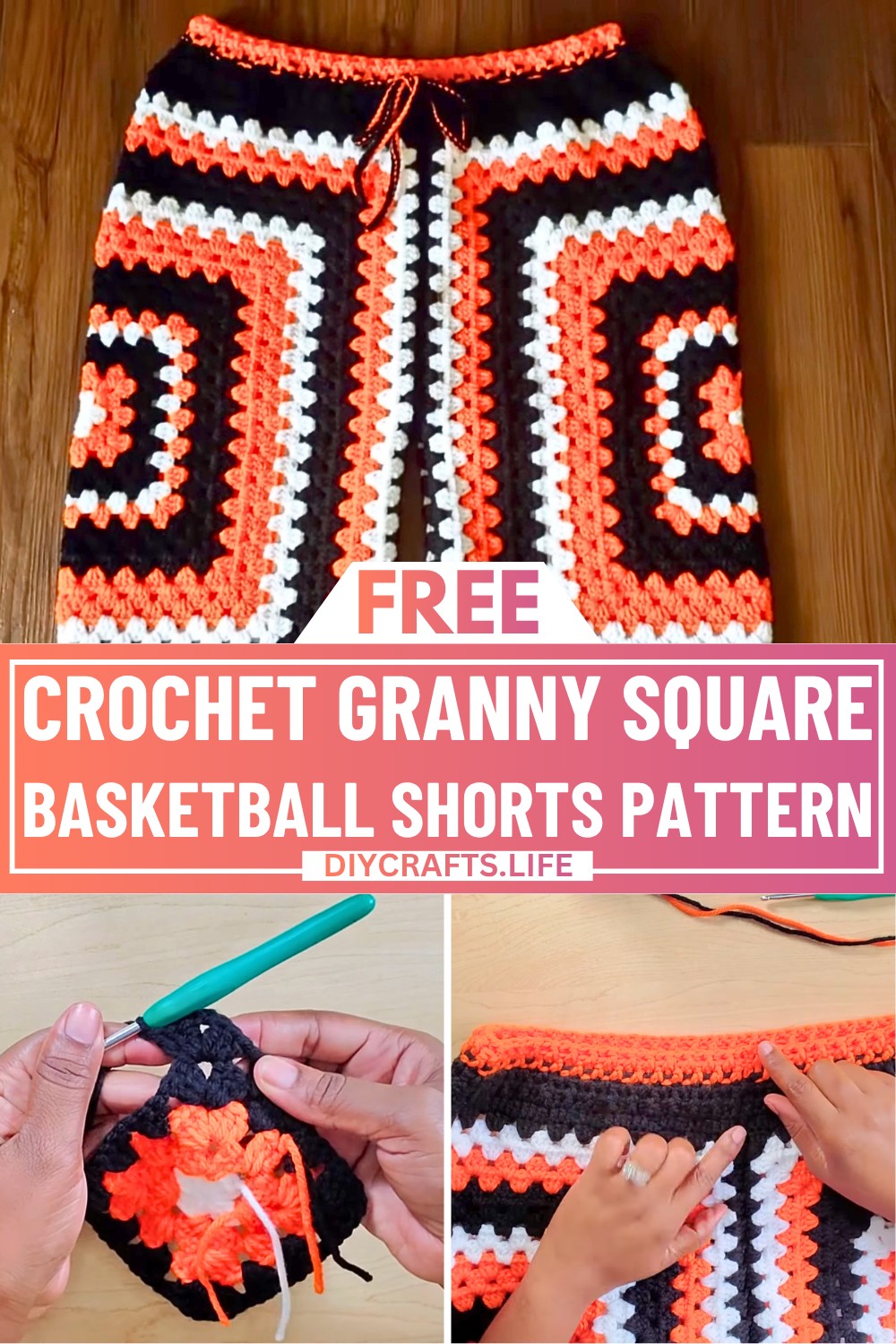 Crochet Granny Square Basketball Shorts Pattern Free