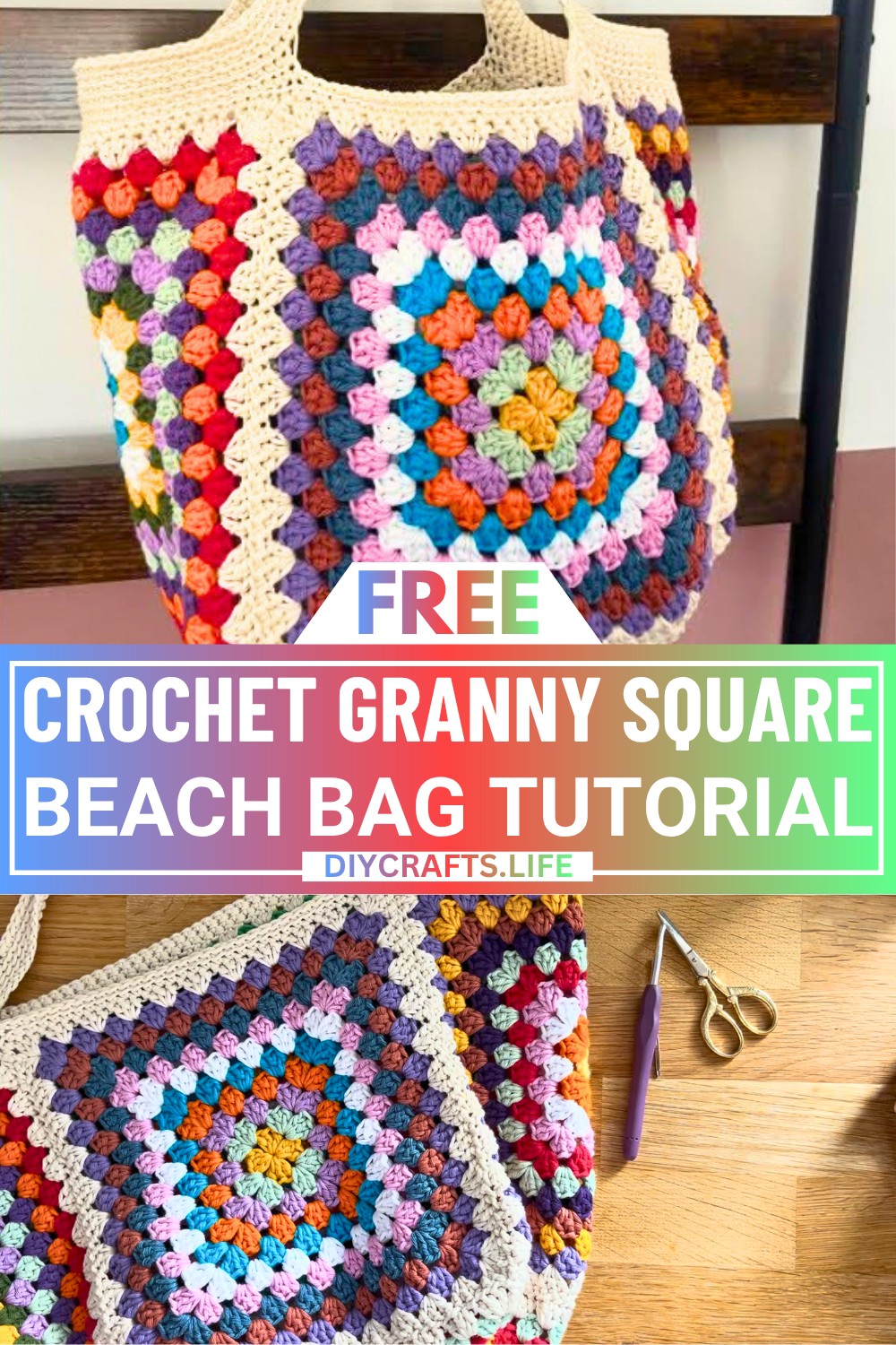 Crochet Granny Square Beach Bag Tutorial – Easy Design