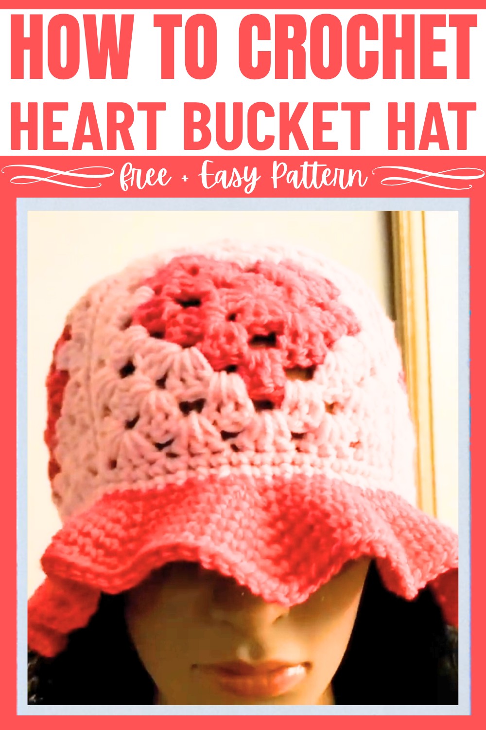 Crochet Granny Square Heart Bucket Hat