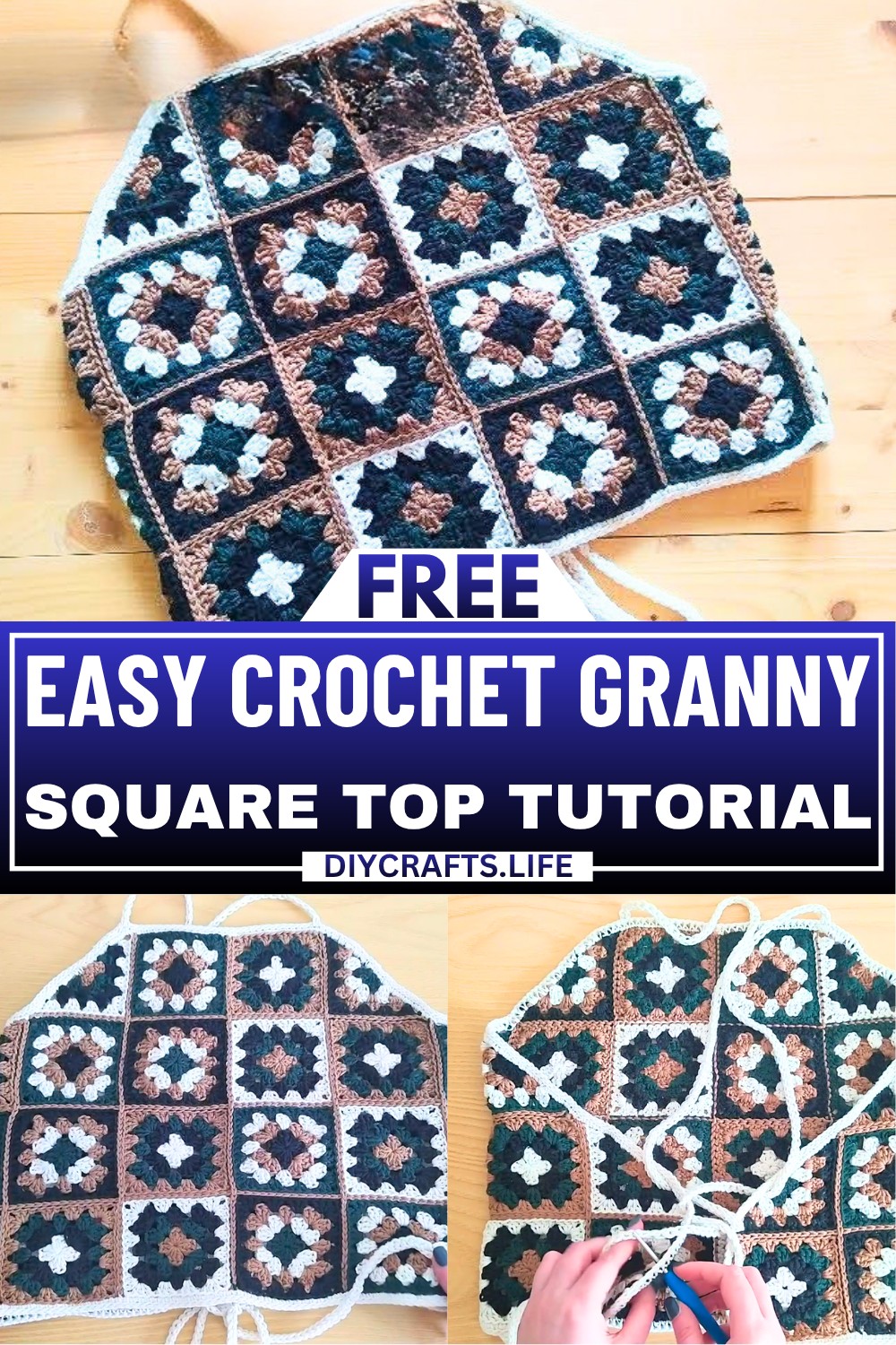 Crochet Granny Square Top Tutorial with Colorful Straps